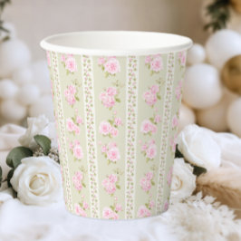 Sage Green Vintage Floral Papieren Bekers