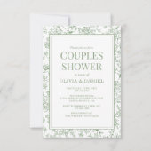 Sage Green Vintage French Floral Couples Shower Kaart (Voorkant)
