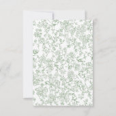Sage Green Vintage French Floral Engagement Party Kaart (Achterkant)