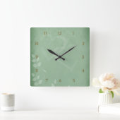 Sage Green Vintage Vierkante Klok (Huis)