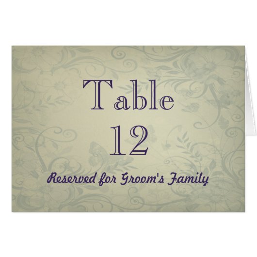 Sage Green Vintage Weddenschap Table Number (Voorkant Horizontaal)