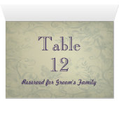 Sage Green Vintage Weddenschap Table Number (Binnen Horizontaal (Onder))