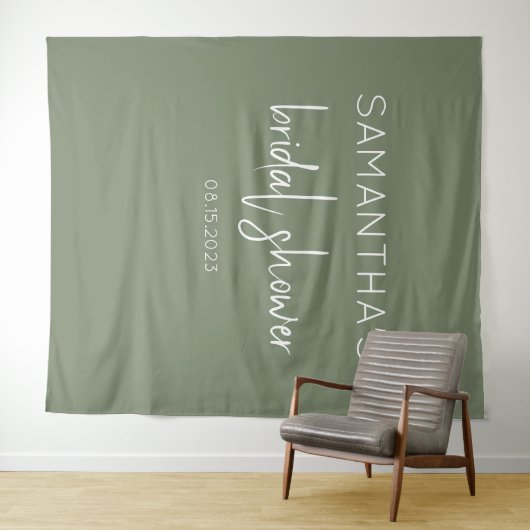 Sage Green Vrijgezellenfeest Backdrop Wandkleed (In Situ (horizontaal))