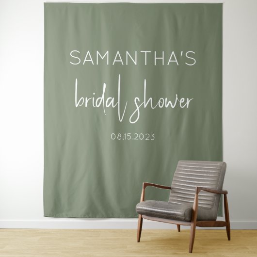 Sage Green Vrijgezellenfeest Backdrop Wandkleed (In situ)