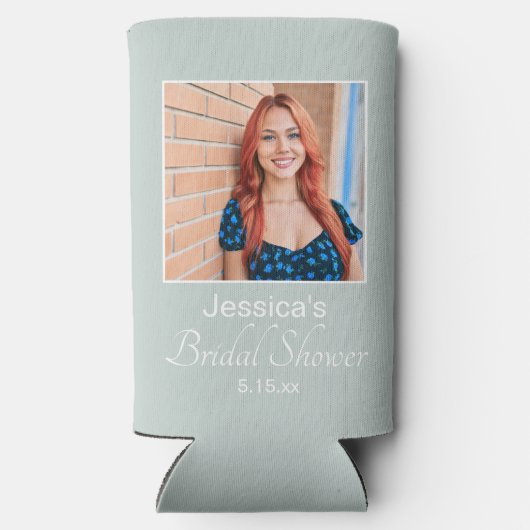 Sage Green Vrijgezellenfeest Foto Seltzer Blikjeskoeler (Achterkant)