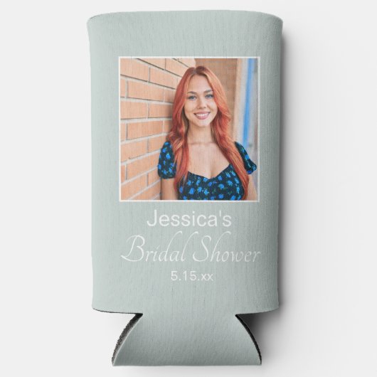 Sage Green Vrijgezellenfeest Foto Seltzer Blikjeskoeler (Voorkant)