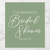 Sage Green Vrijgezellenfeest Gepersonaliseerd Wit  Wijn Etiket (Enkel label)