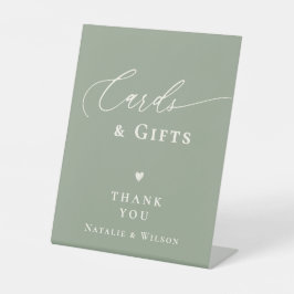 Sage Green Vrijgezellenfeest Script Kaarten en ges Reclamebord Met Voetstuk