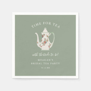 Sage Green Vrijgezellenfeest Tea Party Servet