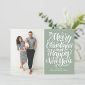 Sage Green Vrolijk Kerstfeest & Gelukkig Nieuwjaar Feestdagenkaart (Staand voorkant)