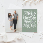 Sage Green Vrolijk Kerstfeest & Gelukkig Nieuwjaar Feestdagenkaart