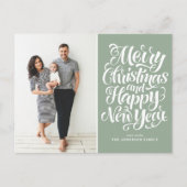 Sage Green Vrolijk Kerstfeest & Gelukkig Nieuwjaar Feestdagenkaart (Voorkant)