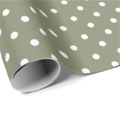 Sage Green | Wappapier met witte poka-dot Cadeaupapier (Rol Hoek)