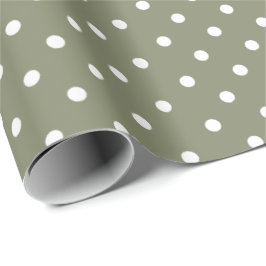 Sage Green | Wappapier met witte poka-dot Cadeaupapier