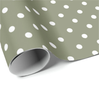 Sage Green | Wappapier met witte poka-dot Cadeaupapier