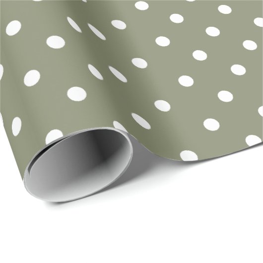 Sage Green | Wappapier met witte poka-dot Cadeaupapier (Rol Hoek)