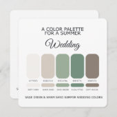 Sage Green & Warm Sand Summer Wedding Palette Card Kaart (Voorkant / Achterkant)
