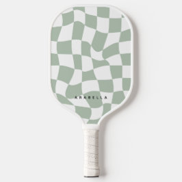 Sage Green Warped Checkerboard Pickleball Paddle