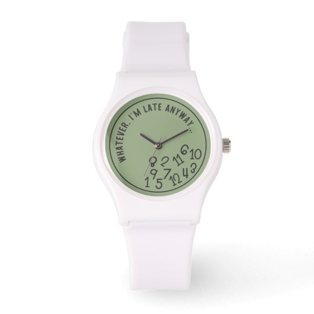 Sage Green wat ik te laat ben. Horloge (Voorkant)