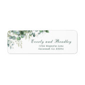 Sage Green Watercolor Eucalyptus Emerald Script Etiket (Voorkant)