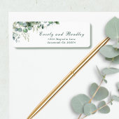 Sage Green Watercolor Eucalyptus Emerald Script Etiket