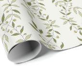 Sage Green Watercolor French Country Olive Pattern Cadeaupapier (Rol Hoek)