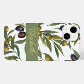 Sage Green Watercolor French Country Olive Pattern Case-Mate iPhone Case (Achterkant (horizontaal))
