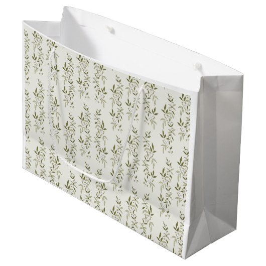 Sage Green Watercolor French Country Olive Pattern Groot Cadeauzakje (Voorkant Gekanteld)