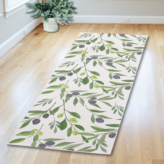 Sage Green Watercolor French Country Olive Pattern Yogamat