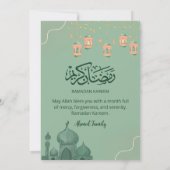 Sage Green Watercolor Mosque Iftar Dinner Kaart (Achterkant)