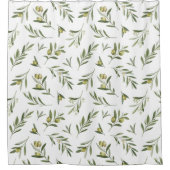 Sage Green Watercolor Olives Douchegordijn (Voorkant)