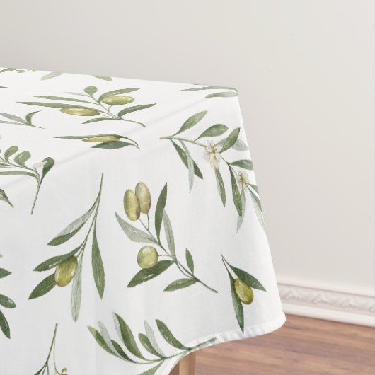 Sage Green Watercolor Olives Tafelkleed (Voorbeeld)