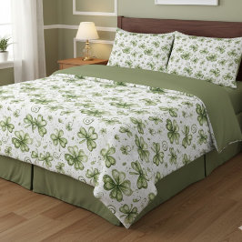 Sage Green Watercolor Shamrocks Clovers Pattern Kussensloop