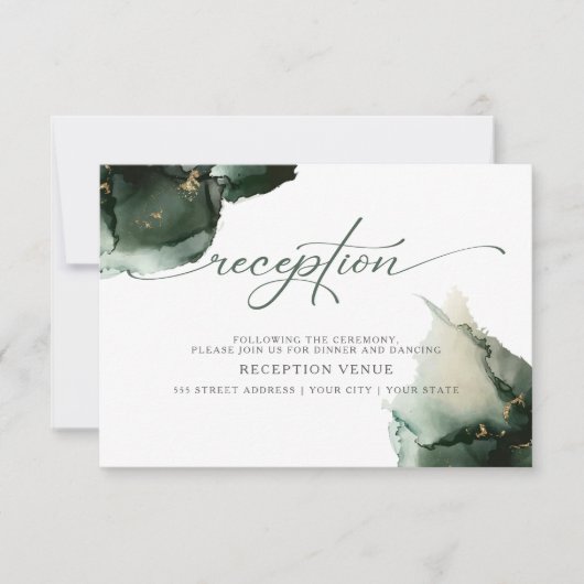 Sage Green Waterverf Abstracte Uitnodiging (Voorkant)