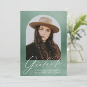 Sage Green Waterverf Arch 7 Foto Afstuderen Aankondiging (Staand voorkant)