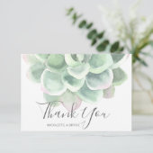 Sage Green Waterverf Botanisch Succulent Weddensch Bedankkaart (Staand voorkant)