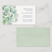 Sage Green Waterverf Botanische legant Succulent Visitekaartje (Voorkant / Achterkant)
