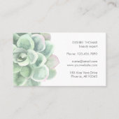 Sage Green Waterverf Botanische legant Succulent Visitekaartje (Voorkant)