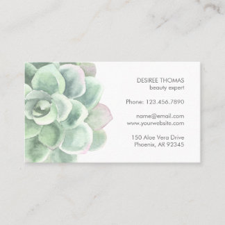 Sage Green Waterverf Botanische legant Succulent Visitekaartje