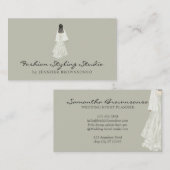 Sage Green Waterverf Bride Dress Wedding Planner Visitekaartje (Voorkant / Achterkant)