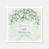 Sage Green Waterverf Eucalyptus Leaves Weddenschap Servet (Voorkant)