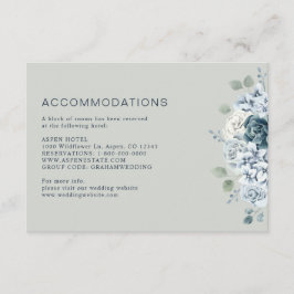 Sage Green Waterverf Floral Wedding Hotel Informatiekaartje