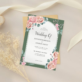 Sage Green Waterverf Floral Wedding Kaart