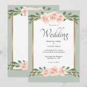 Sage Green Waterverf Floral Wedding Kaart (Voorkant / Achterkant)