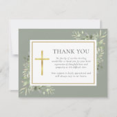 Sage Green Waterverf Greenery Funeral Christelijk Bedankkaart (Voorkant)