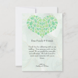 Sage Green Waterverf Hart Minimalistische bruiloft Bedankkaart