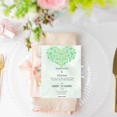 Sage Green Waterverf Hart Minimalistische bruiloft Kaart
