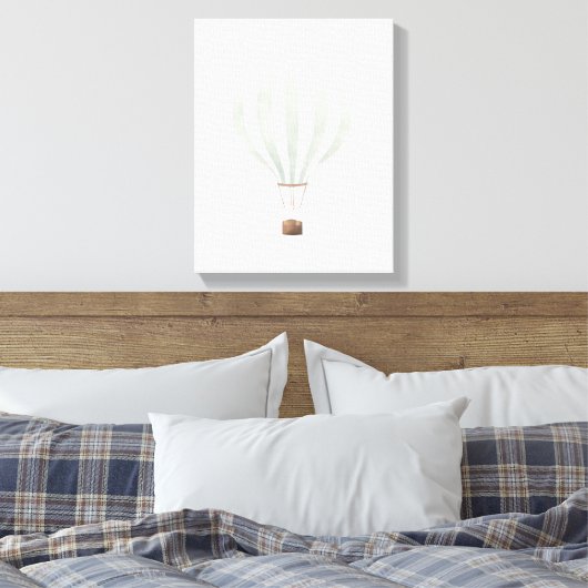  Sage Green Waterverf Hot Air ballon Canvas Afdruk (Insitu (Slaapkamer))