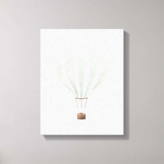  Sage Green Waterverf Hot Air ballon Canvas Afdruk (Voorkant)