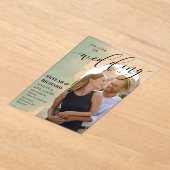 Sage Green Waterverf Join Us Arch Fotobruiloft Acryl Uitnodigingen (Laagn)